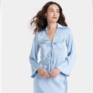 Elegant Blue Satin Top*